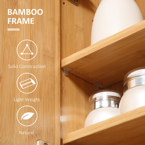 Latitude Run® Bamboo WallMounted Bathroom Medicine With Mirror